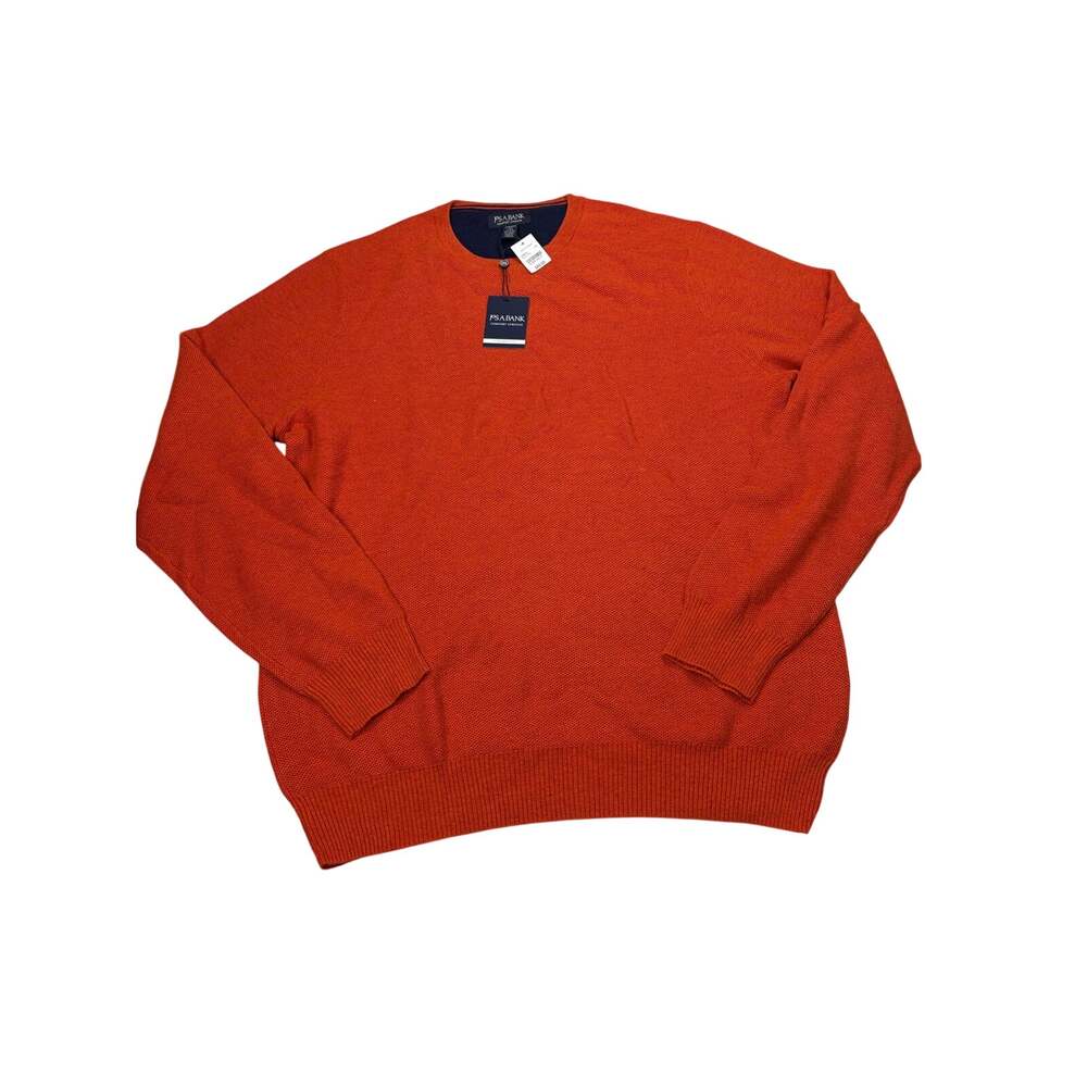 NWT Jos A Bank comfort stretch tailored fit orange waffle knit sweater. Size XXL